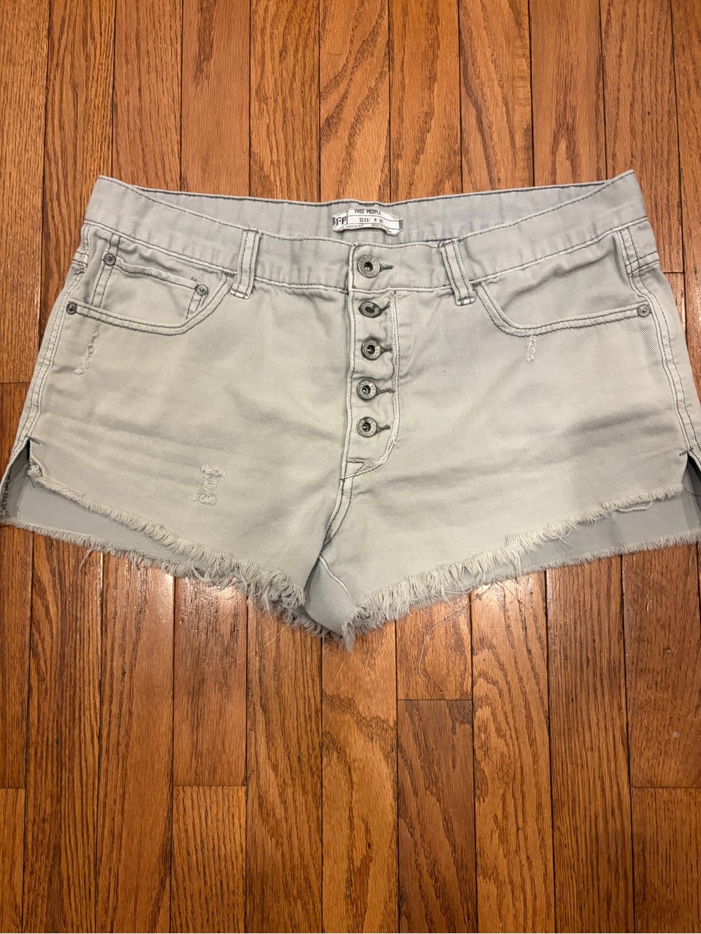 Free People Runawsy Button-Front Denim Shorts 30
